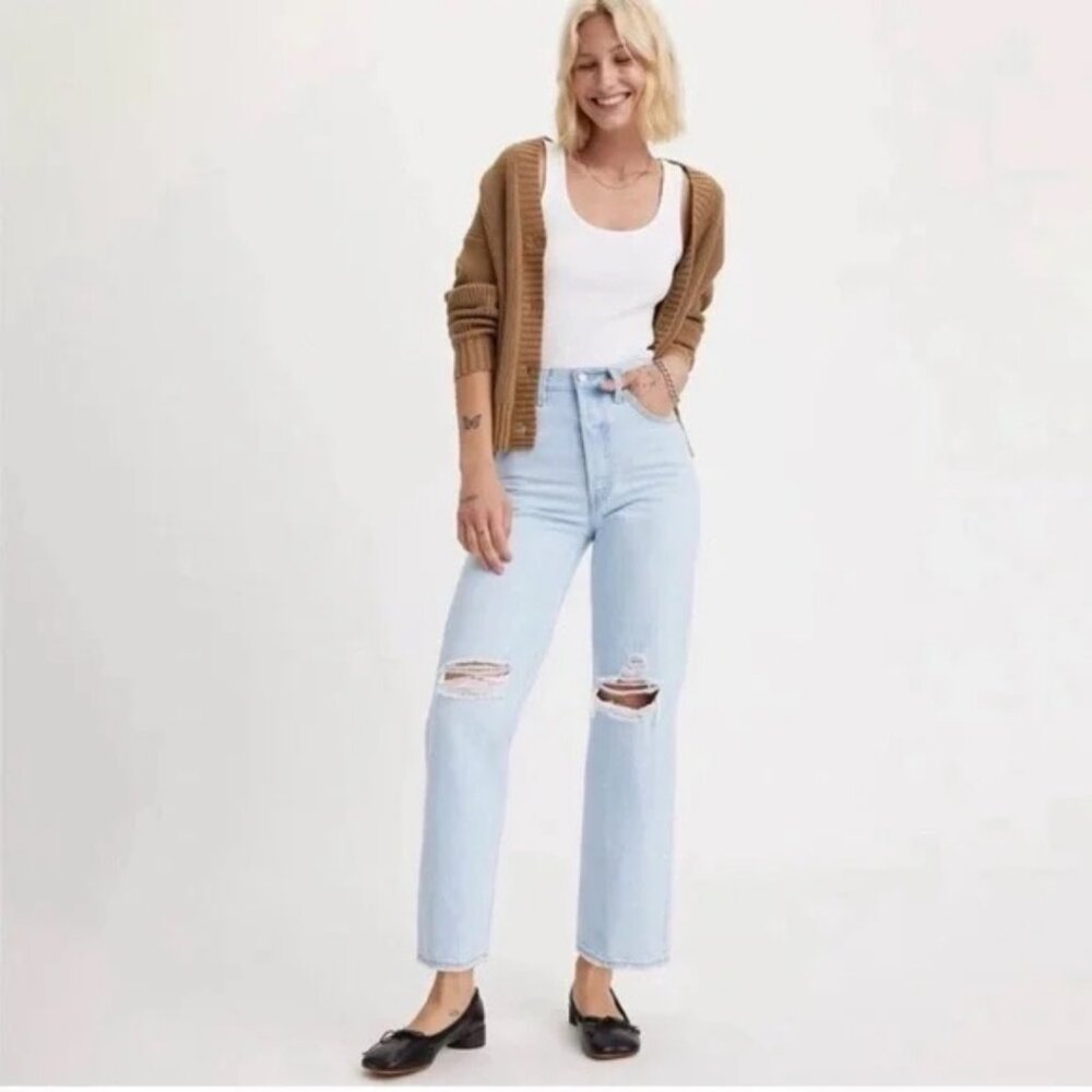 Levi's Ribcage Straight Ankle - Ojai Shore Distressed, Size 27, EUC